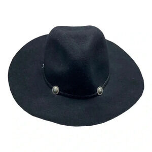 American Eagle black wool concho rancher traveler boho western  hat one size